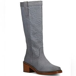 FRYE Kate Pull-On Floral Embossed Leather Boots
